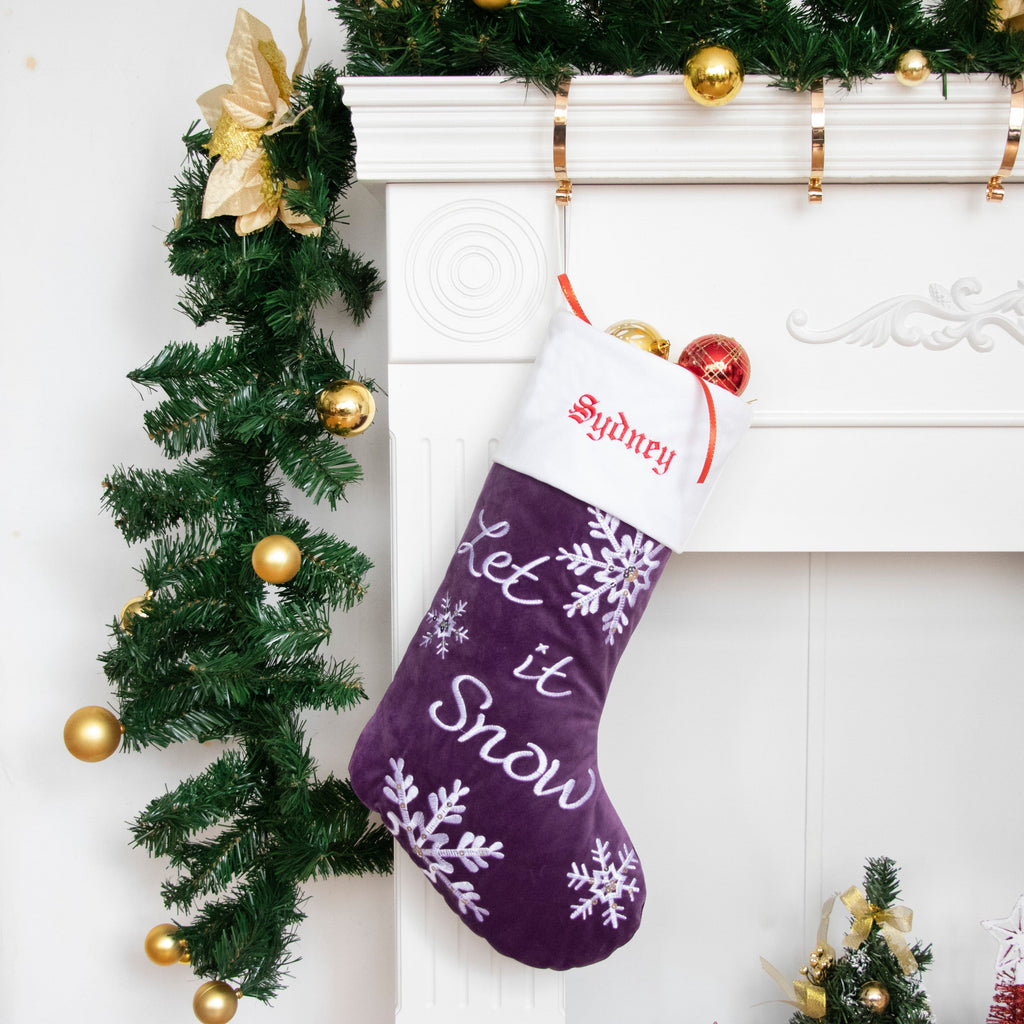 Personalized Christmas Stocking Velvet Stockings Embroidered Name for Home Decoration Holiday gift-RBR.