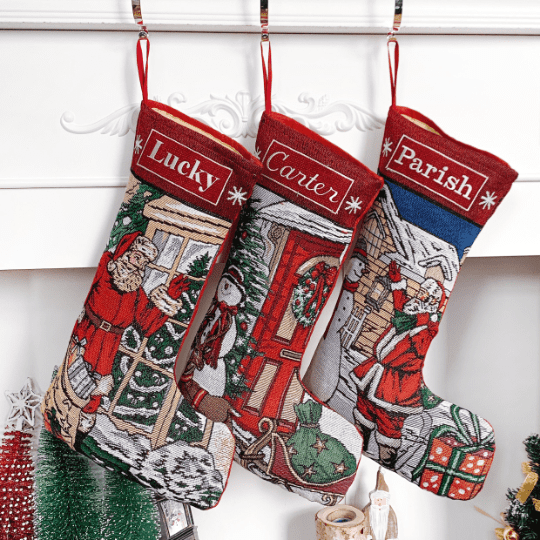 Personalized Christmas Stocking, Jacquard Christmas Ornaments Embroidered Customized Holiday Stocking.