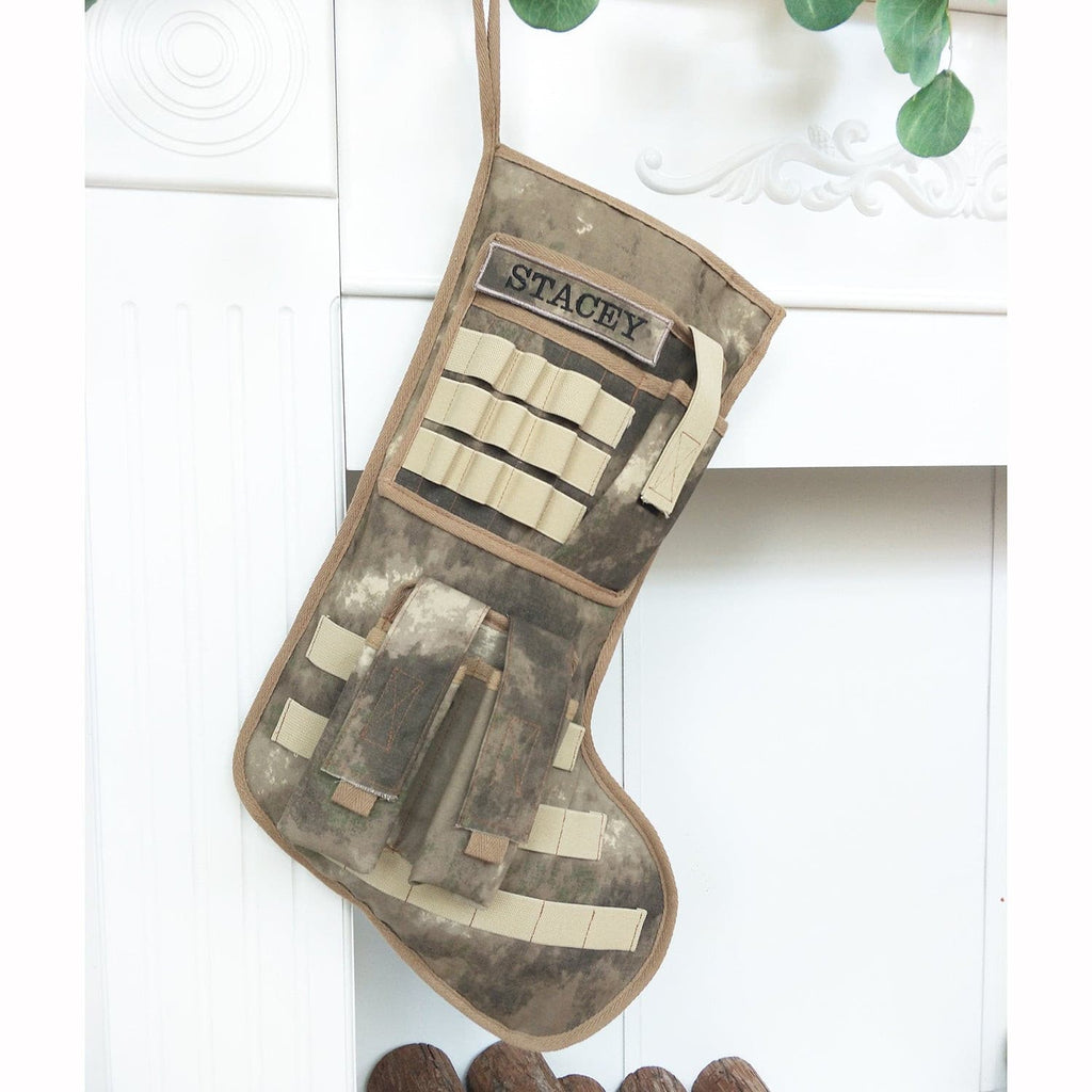 BurlapLife Personalized Camo Christmas Stocking, Tactical/Military Christmas Stocking, Camouflage Stocking - burlaplife