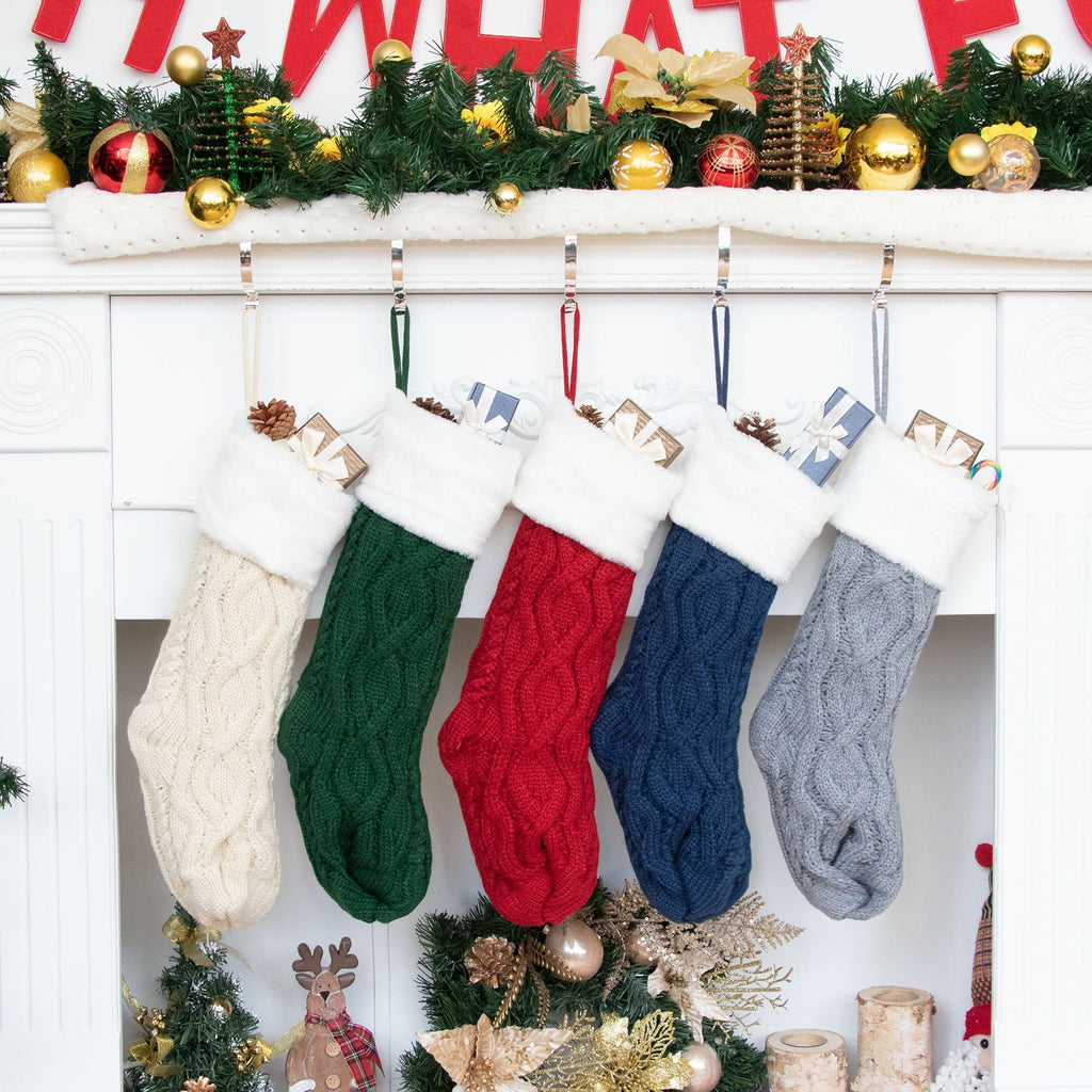 Personalized Knitted Christmas Stockings Classic Unique Embroidered Ornament Holiday Party Gift -CZZ.