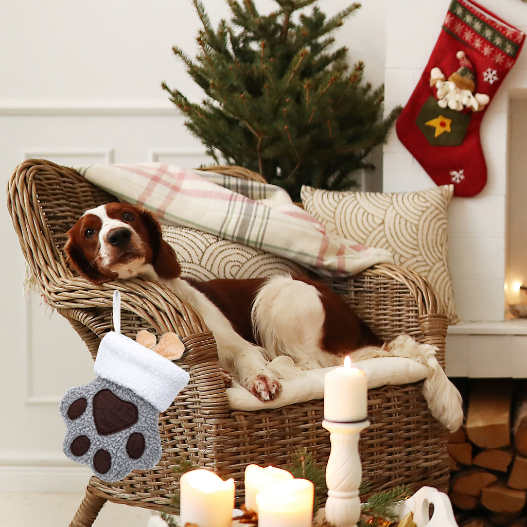 Christmas Stockings Pet Paw Pattern Stockings Ornament Stockings Pet Christmas Decoration.