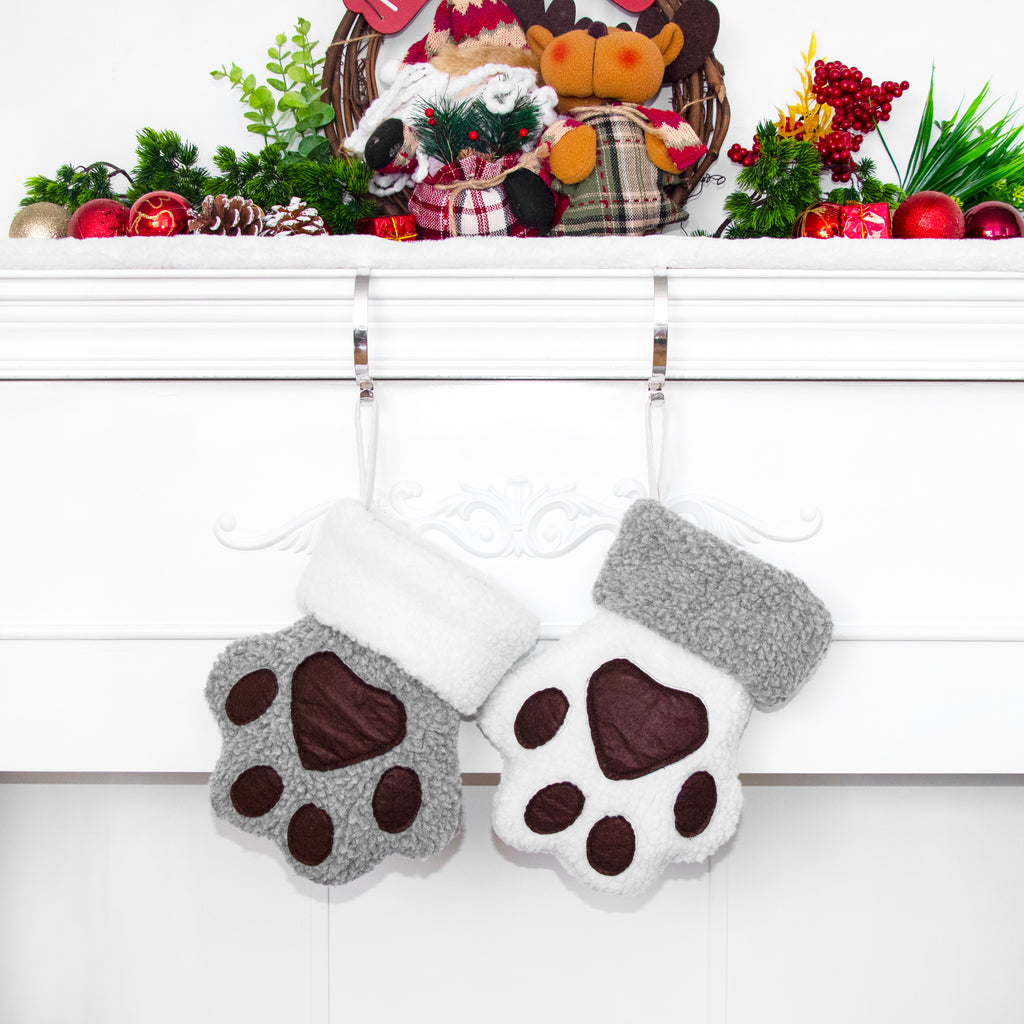 Christmas Stockings Pet Paw Pattern Stockings Ornament Stockings Pet Christmas Decoration.