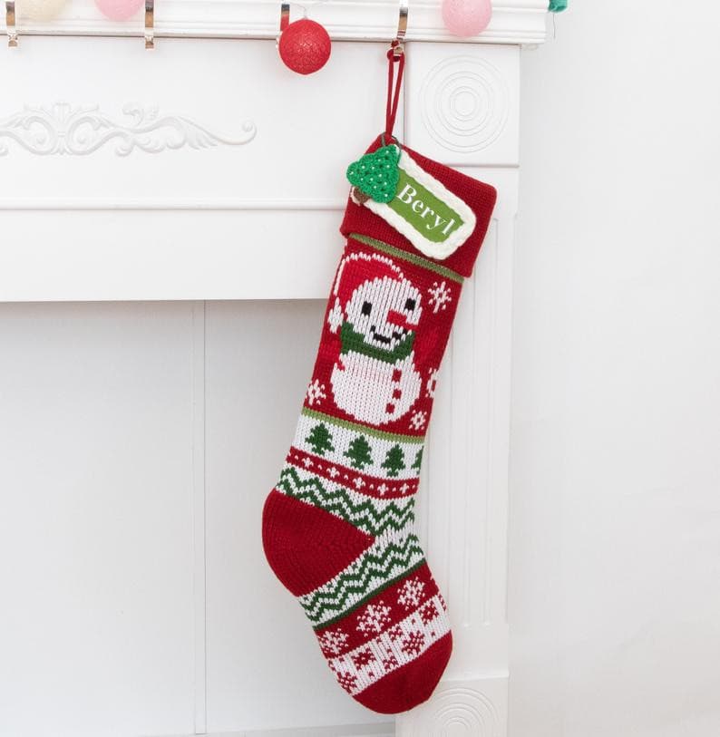 Personalized Christmas Knitted Stocking Ornaments Santa Reindeer Family Holiday Gift -ZZRJ.