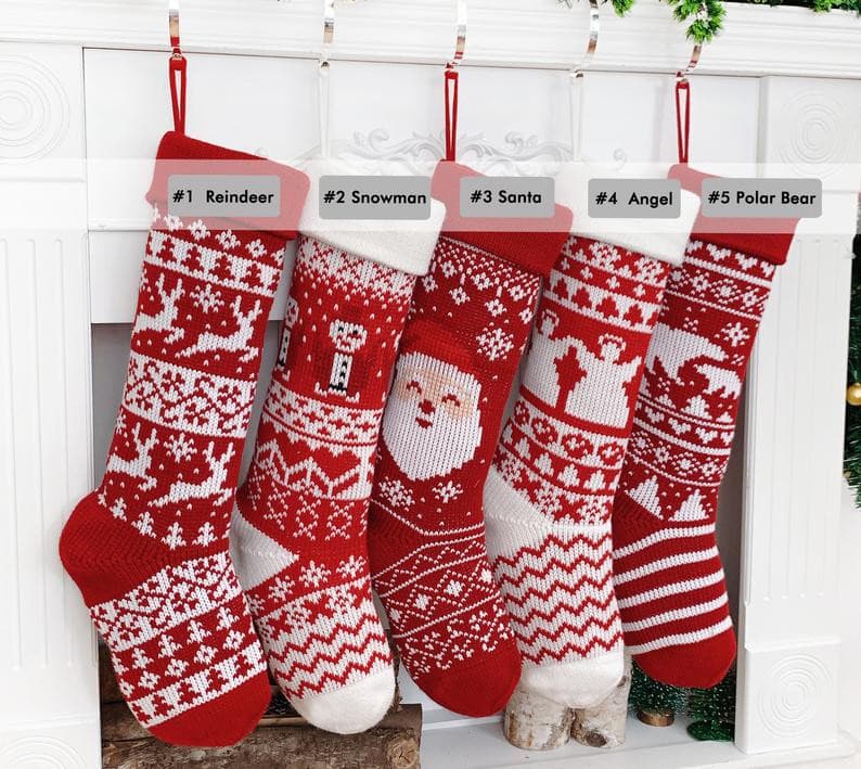 Personalized Christmas Knitted Stocking Snowman Family Decorations -ZZRX.