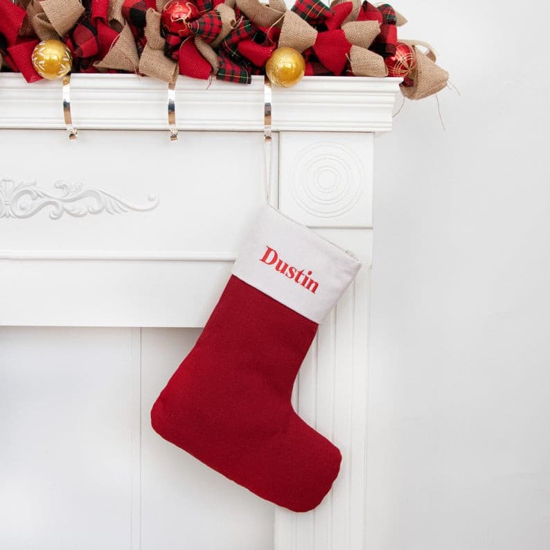 Personalized  Christmas Stocking Red/White Plaid Stocking For Family Decorations Holiday Gift -HSR.